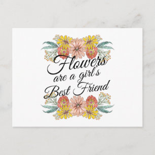 Carte Postale Fleurs sont une fille meilleur ami - Zinnia Art
