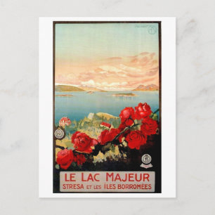 Carte Postale Fleurs sur le lac Majeur, Italie, voyage vintage