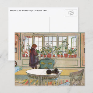 Carte Postale Fleurs sur le rebord de la fenêtre par Carl Larsso