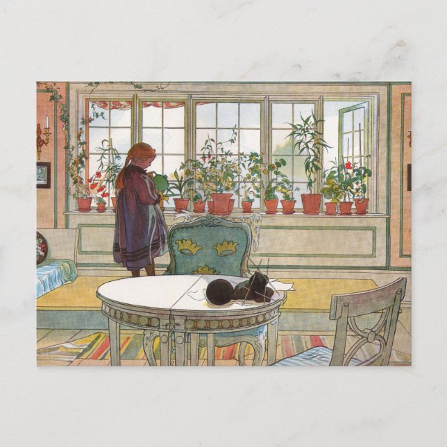 Carte Postale Fleurs sur le rebord de la fenêtre par Carl Larsso (Devant)