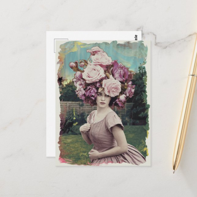 Carte Postale Fleurs sur sa tête (Devant/Arrière en situation)