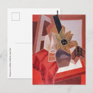 Carte Postale Fleurs sur une table par Juan Gris, Cubisme vintag