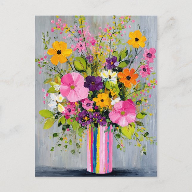 Carte Postale Fleurs texturées dans un vase (Devant)