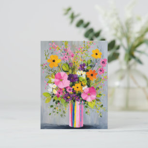 Carte Postale Fleurs texturées dans un vase