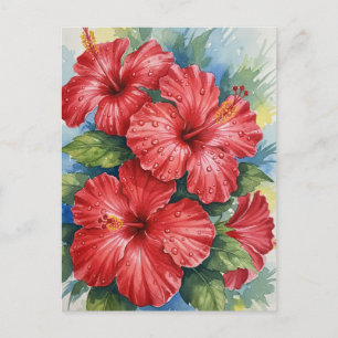 Carte Postale Fleurs tropicales de Kauai aquarelle