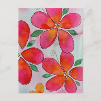 Carte Postale FLEURS TROPICALES en aquarelles
