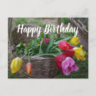 Carte Postale Fleurs Tulip Bouquet rustique Joyeux anniversaire