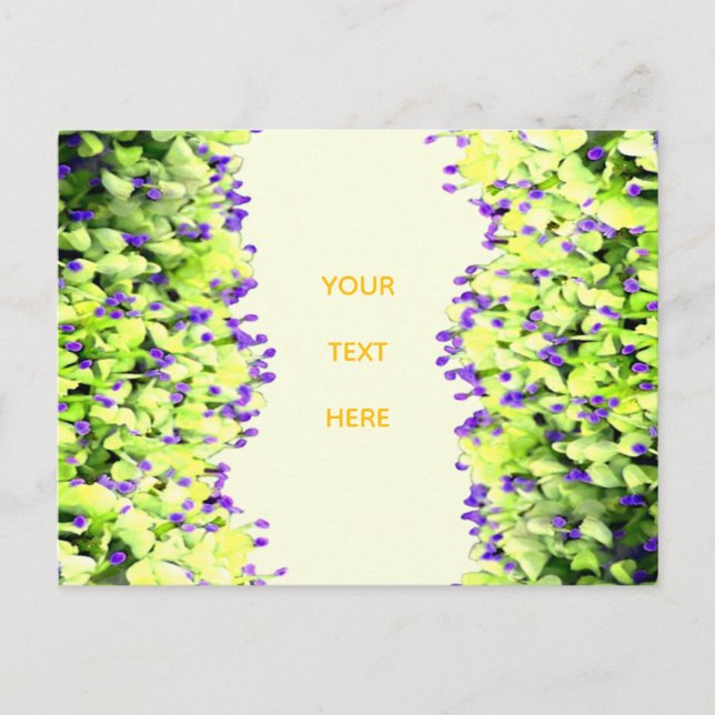 Carte Postale fleurs vertes et violettes (Devant)