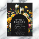 Carte Postale Fleurs vibrantes Pétales Poursuivre Fête des marié<br><div class="desc">Entrez dans un monde d'élégance et d'effervescence avec notre invitation Pétales & Procuco Bridal Shower. Cette invitation, qui allie à merveille la vivacité des floraisons vibrantes à l'éclat du prothéticisme, ouvre la voie à une célébration inoubliable. L'arrière - plan, riche et foncé, renforce l'agencement floral lumineux, créant un contraste étonnant,...</div>