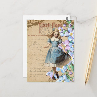 Carte Postale Fleurs vintage et collage Alice