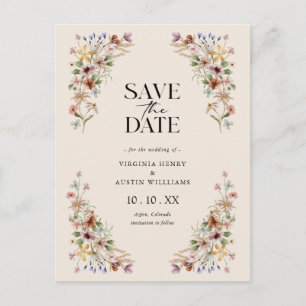 Carte Postale Fleurs Vintage pour Sauvegarder la Date