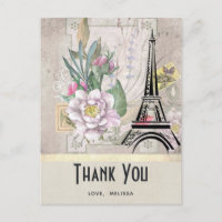 Fleurs Vintage, Tour Eiffel et Toile de Jute Merci