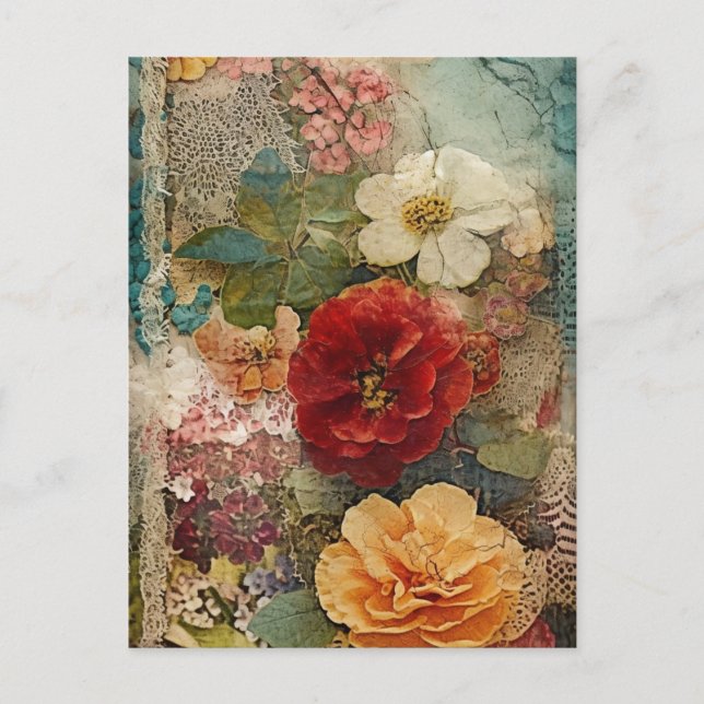 Carte Postale Fleurs vintages (Devant)