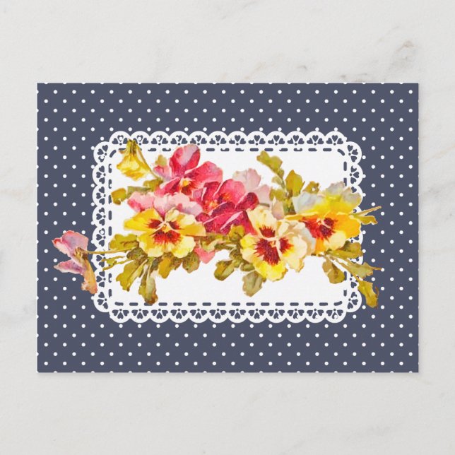 Carte Postale Fleurs vintages de Pansy et Délicat (Devant)