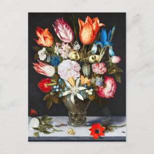 Carte Postale Fleurs vintages en verre par Ambrosius Bosschaer