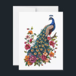 Carte Postale Fleurs vintages et paon<br><div class="desc">Fleurs vintages et paon</div>