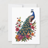 Fleurs vintages et paon