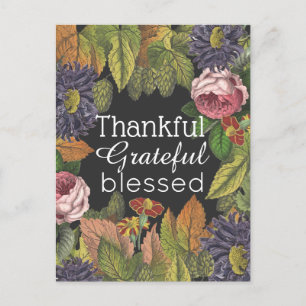 Carte Postale Fleurs Vintages modernes Thanksgiving avec message