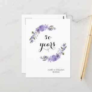 Carte Postale Fleurs violettes de lavande 50e anniversaire de ma