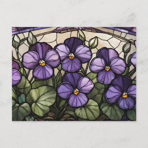 Carte Postale Fleurs violettes en vitrail