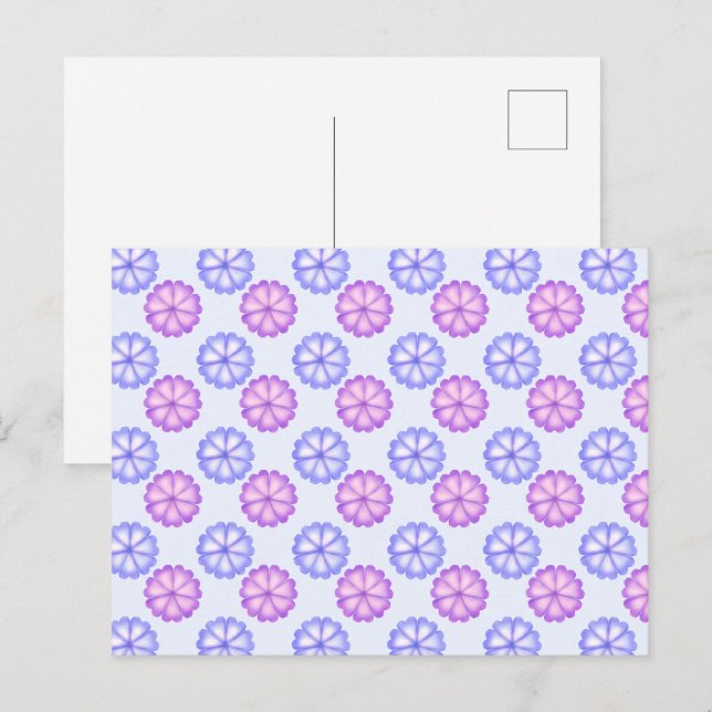Carte Postale Fleurs Violettes Et Bleues (Devant / Derrière)