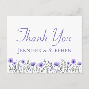 Carte Postale Fleurs violettes florales Merci Fleurs Mariage Fêt