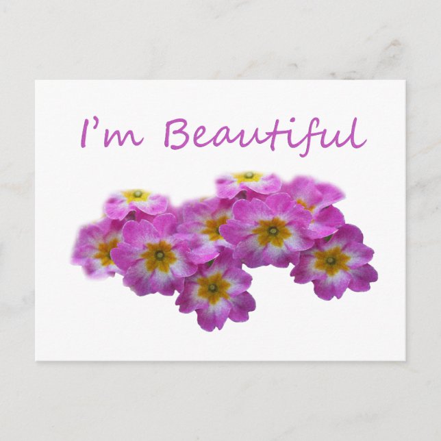 Carte Postale Fleurs violettes, je suis belle (Devant)