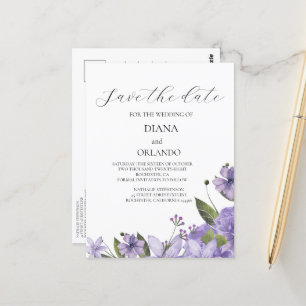 Carte Postale Fleurs violettes lavande pour annoncer la date du 