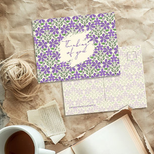 Carte Postale Fleurs violettes motif botanique illustré