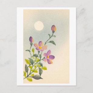 Carte Postale Fleurs Violettes Vintage sous la lumière de la lun