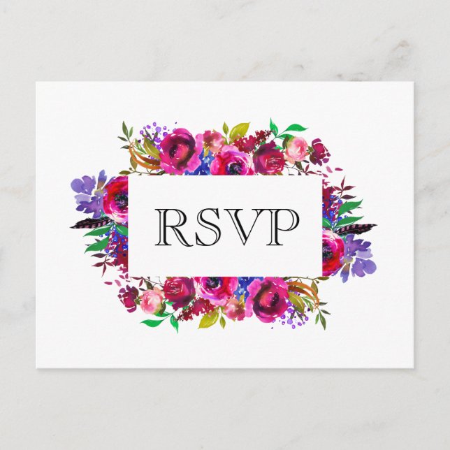 Carte Postale Fleurs vives Boho Gras RSVP (Devant)