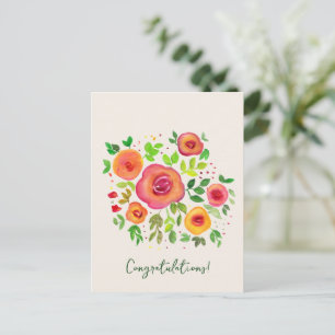 Carte Postale Fleurs vives Bouquet floral Félicitations