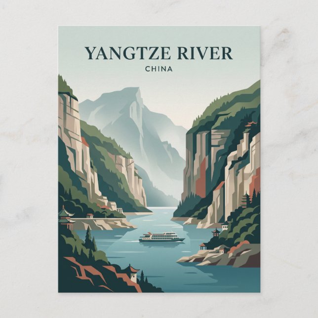 Carte Postale Fleuve Yangtze Chine (Devant)