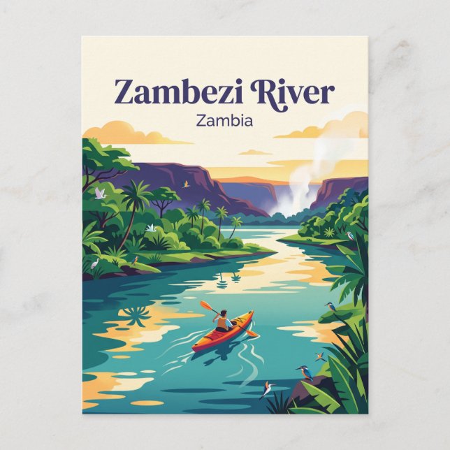 Carte Postale Fleuve Zambèze, Zambie (Devant)
