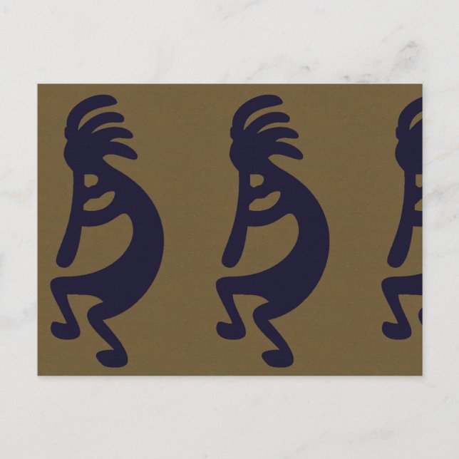 Carte Postale Flexibilité de la figure Kokopelli - Noir sur Vert (Devant)