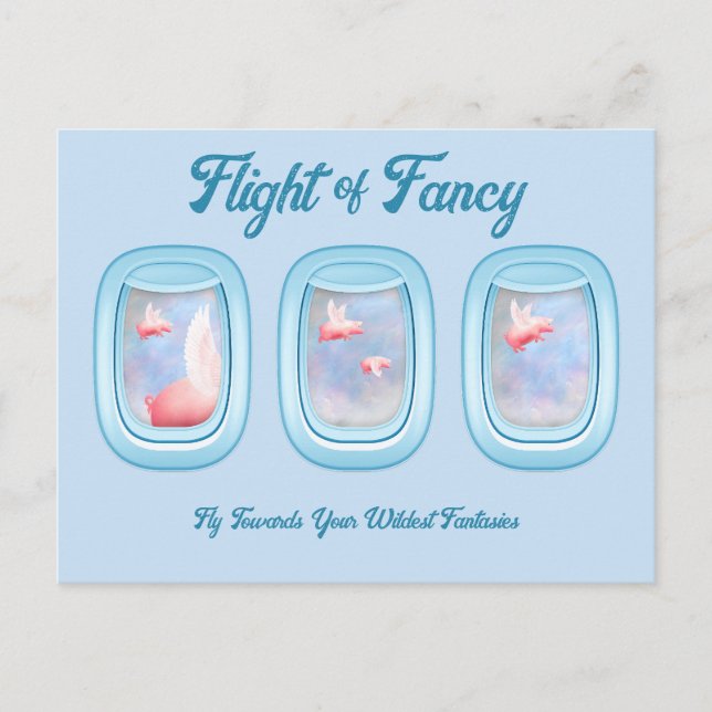 Carte Postale Flight of Fancy-Pigs Flying Past Airplane Window P (Devant)