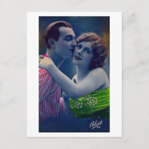 Carte Postale Flirt français - Amour romantique Vintage