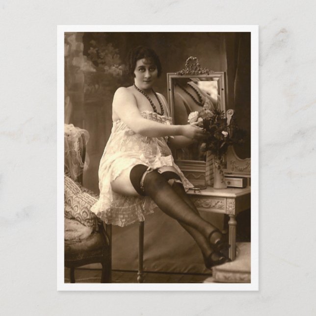 Carte Postale Flirt français - Pinup Vintage (Devant)