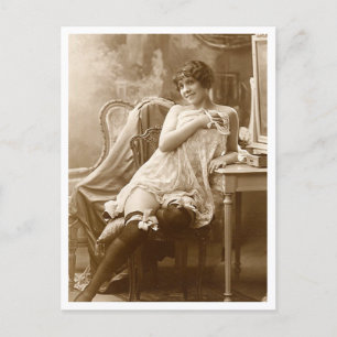 Carte Postale Flirt français - Pinup Vintage