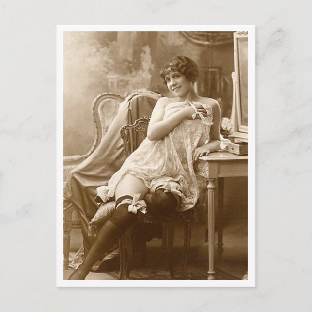 Carte Postale Flirt français - Pinup Vintage (Devant)