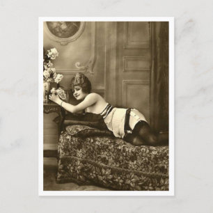 Carte Postale Flirt français - Pinup Vintage