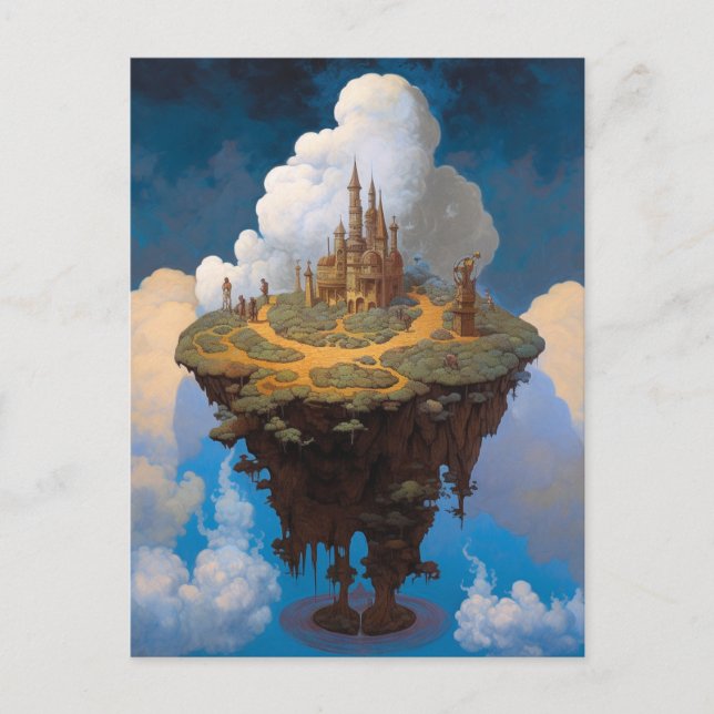 Carte Postale Floating Island Surreal Castle Imaginaire Art (Devant)