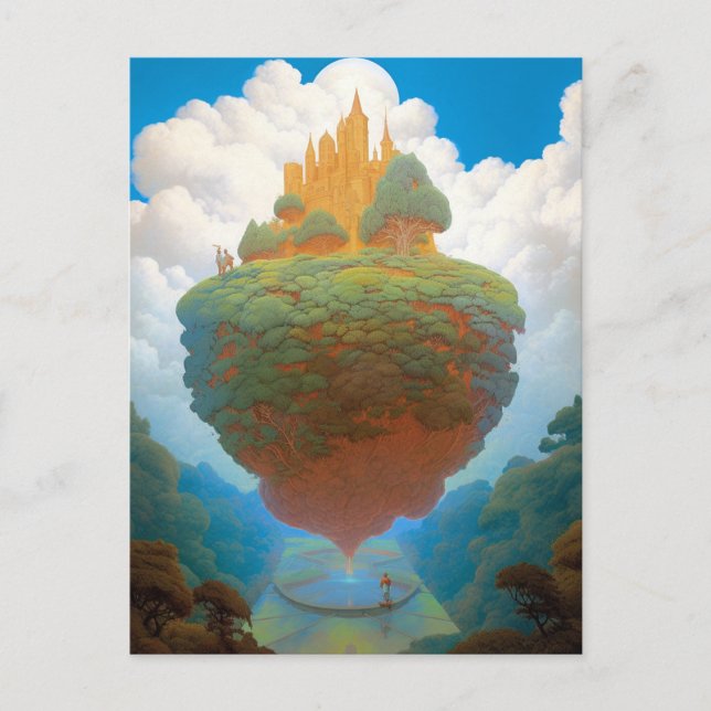 Carte Postale Floating Island Surreal Castle Imaginaire Art (Devant)