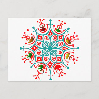 Carte Postale Flocon de neige coloré