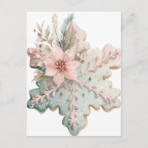 Carte Postale Flocon de neige de Noël pastel festif et élégant