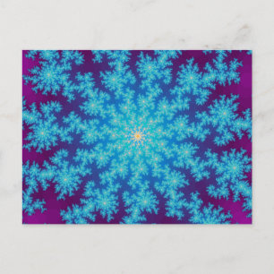 Carte Postale Flocon de neige Fractal Aqua Blue