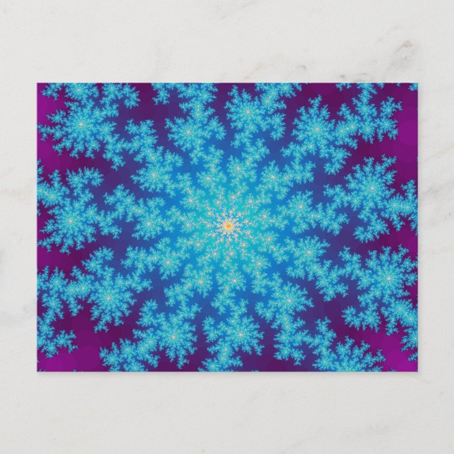 Carte Postale Flocon de neige Fractal Aqua Blue (Devant)