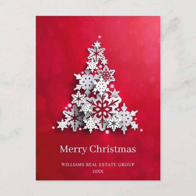 Carte Postale Flocon de neige moderne Arbre de Noël Accueil d'en (Devant)