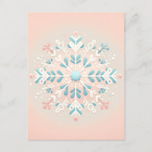 Carte Postale Flocon de neige rose Charme bébé fille douche Invi