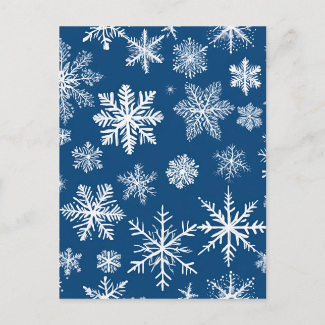 Carte Postale Flocons de Neige Bleus Hiver (Devant)